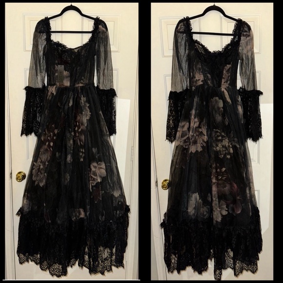 Dolls Kill Dresses & Skirts - Window Dolls Kill ‘DANCE WITH DEATH’ Black Floral Maxi Dress NWT L